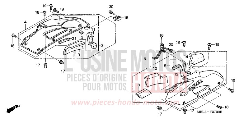 MIDDLE COWL (CBR1000RR4/5) for CBR1000RR Fireblade PEARL SIREN BLUE-A (PB123) from 2005